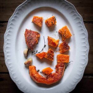 roasted butternut squash plated
