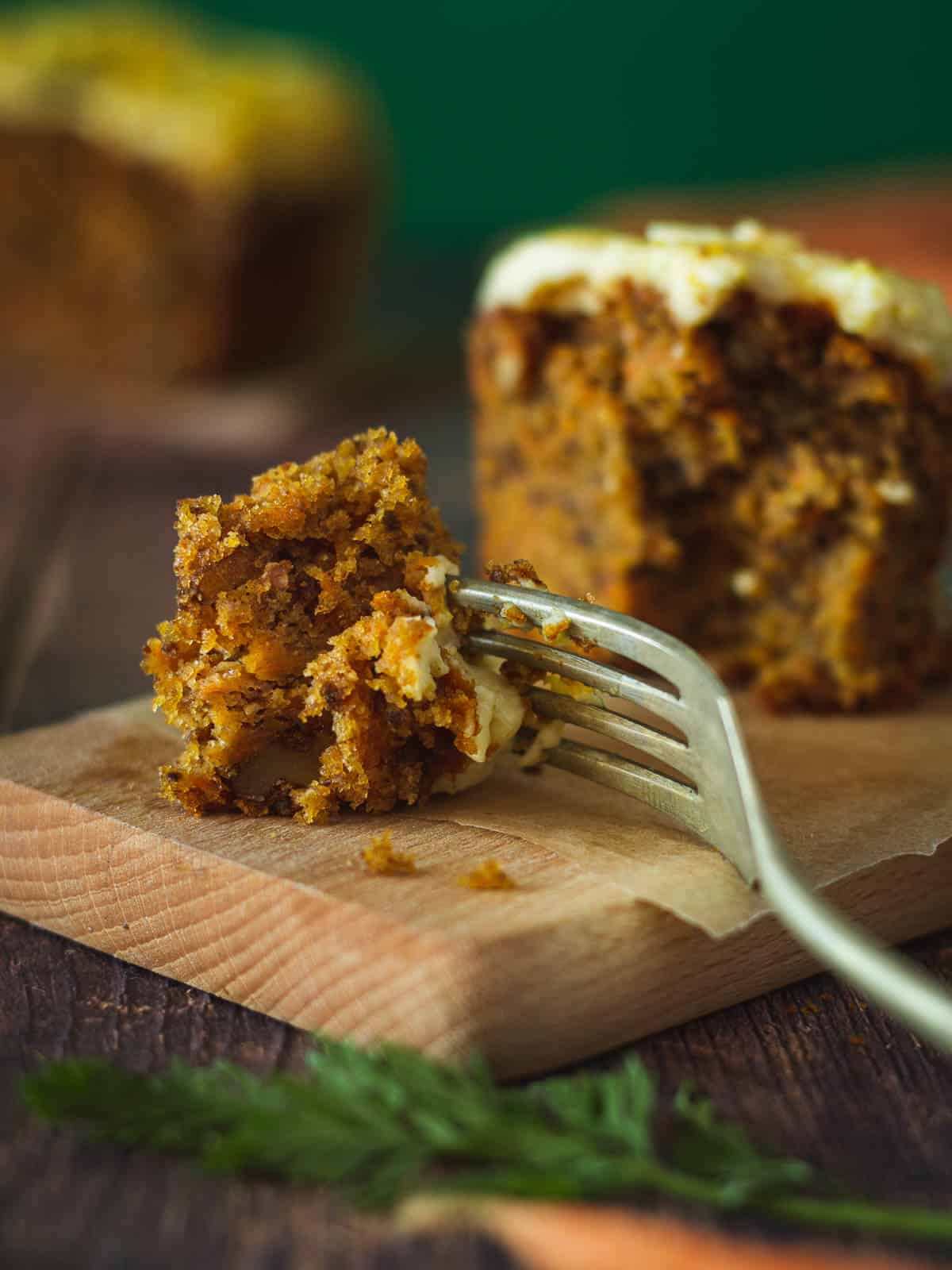 for with bite of moist carrot loaf cake feature.