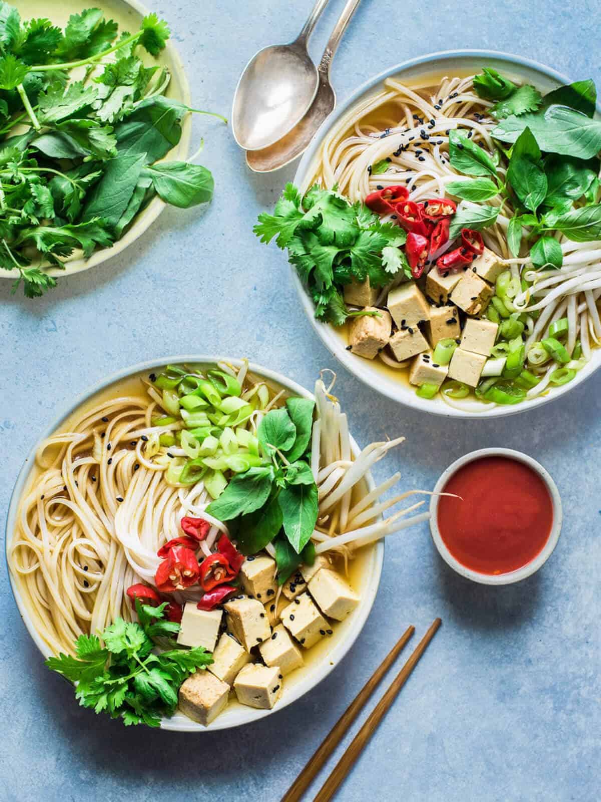 pho noodle and sprouts soup