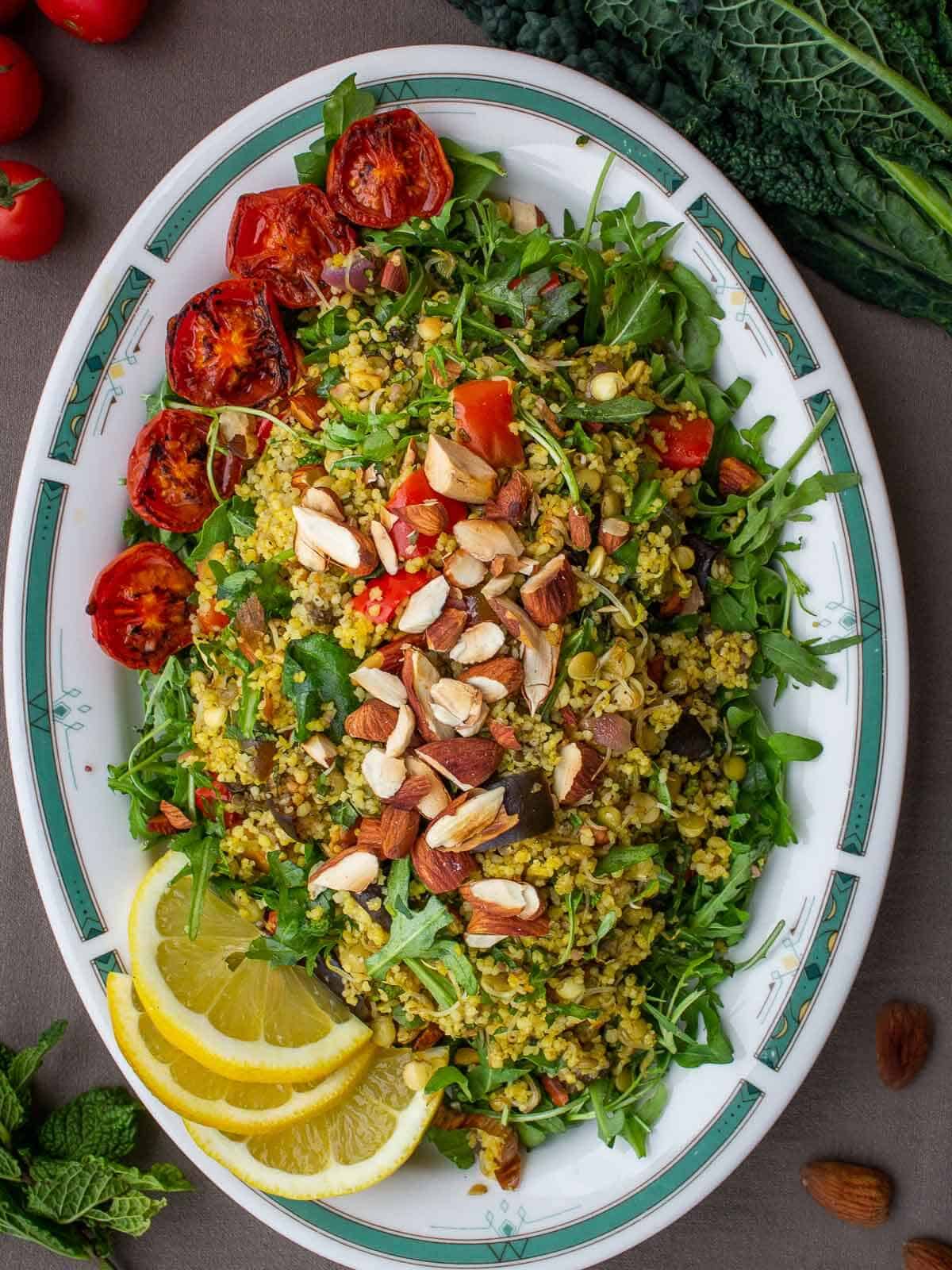 ensalada de couscous con lentejas germinadas