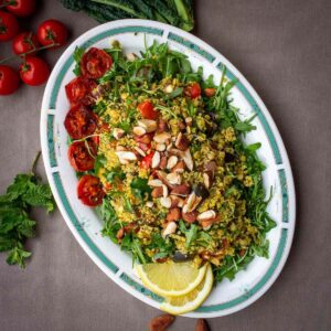 CousCous Sprouted Lentils Warm Salad featured