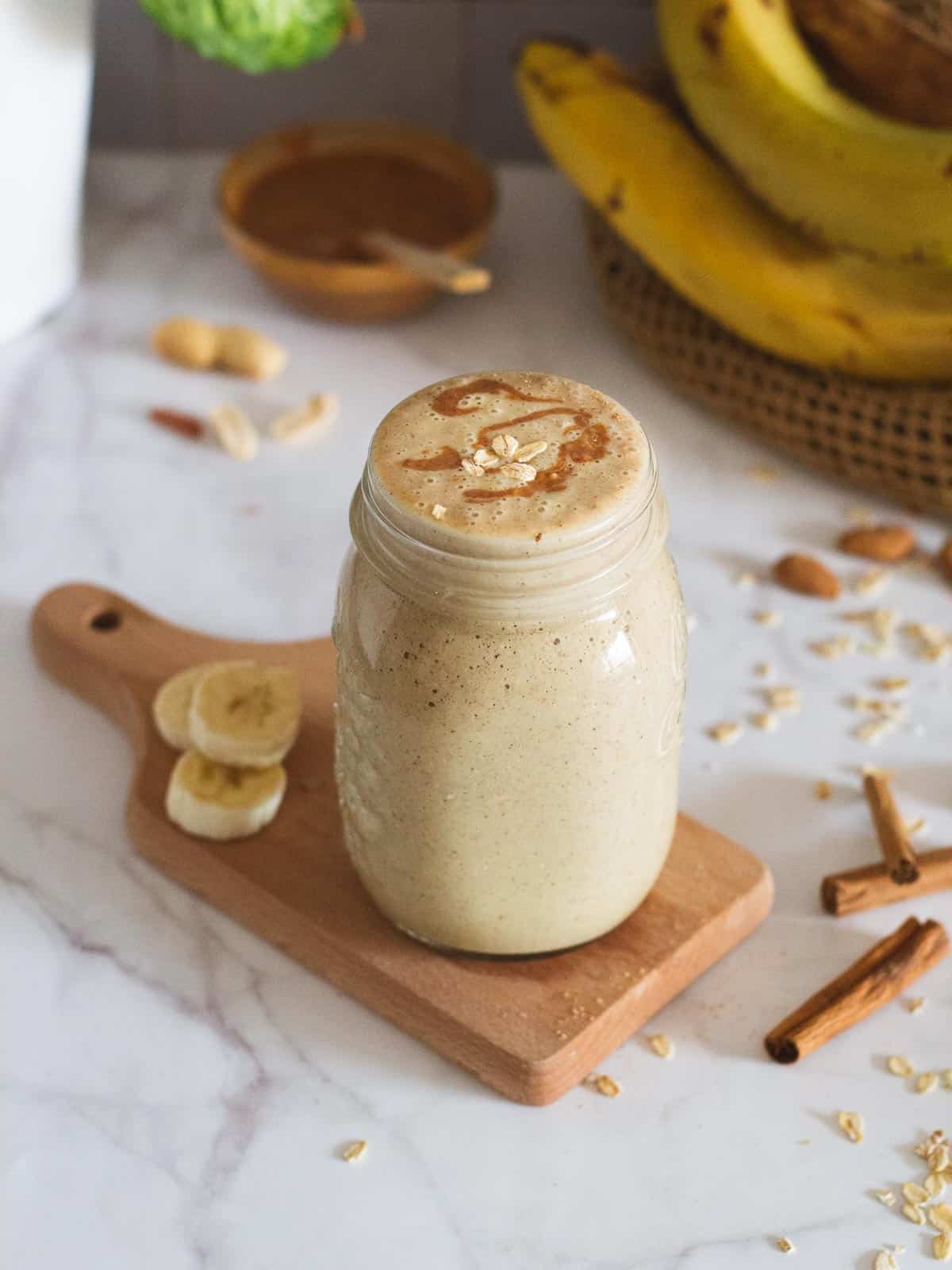 Banana Oatmeal and peanut butter Breakfast Smoothie