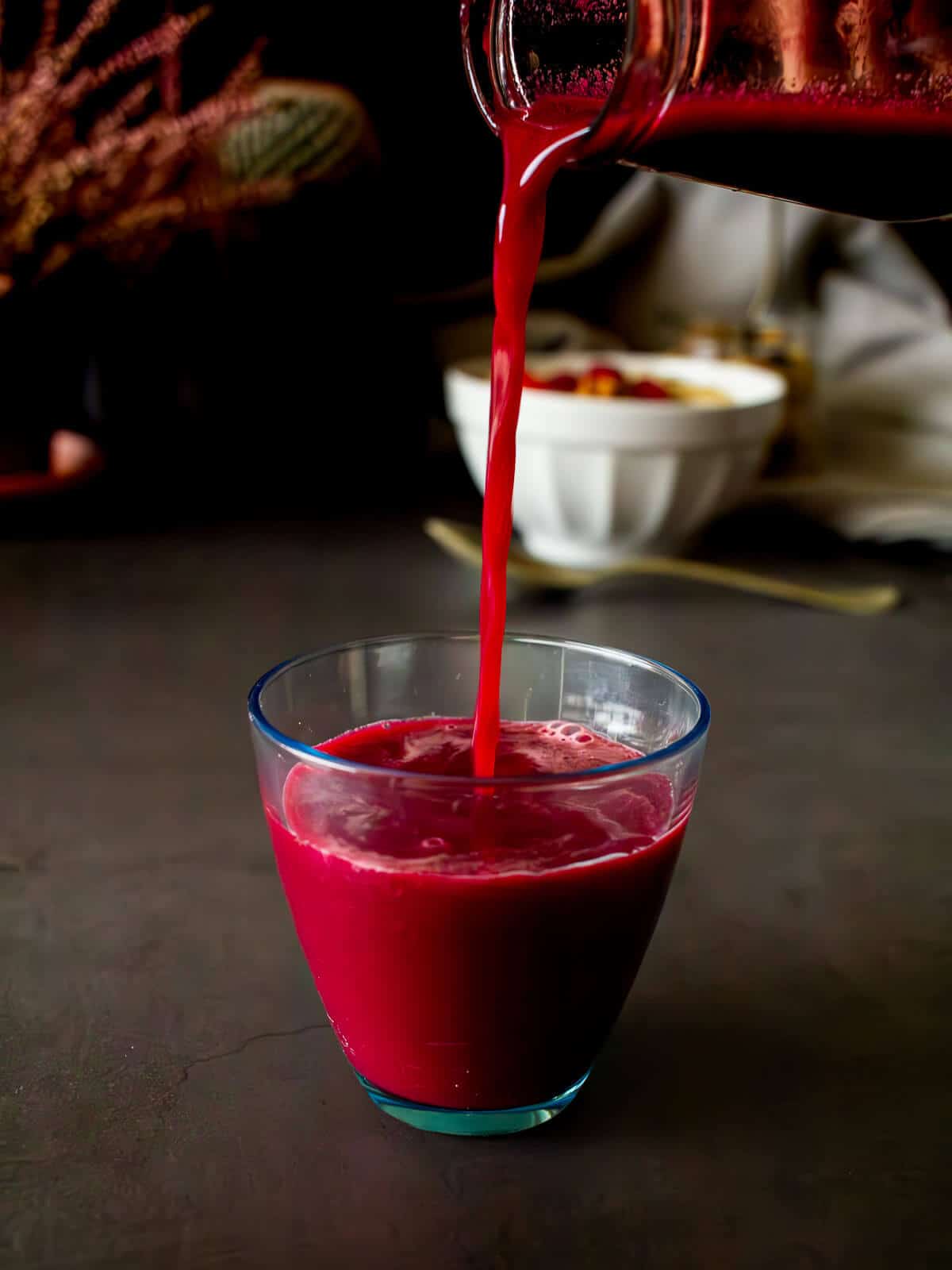 serving beetroot and celery juice.