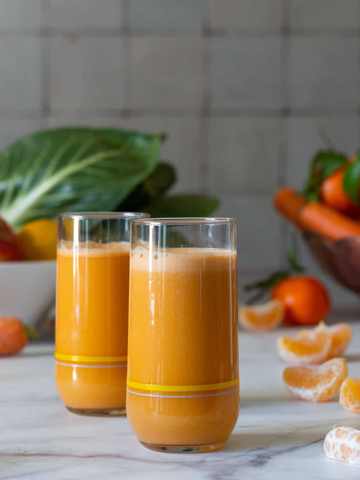 two glasses served with cabbage juice recipe