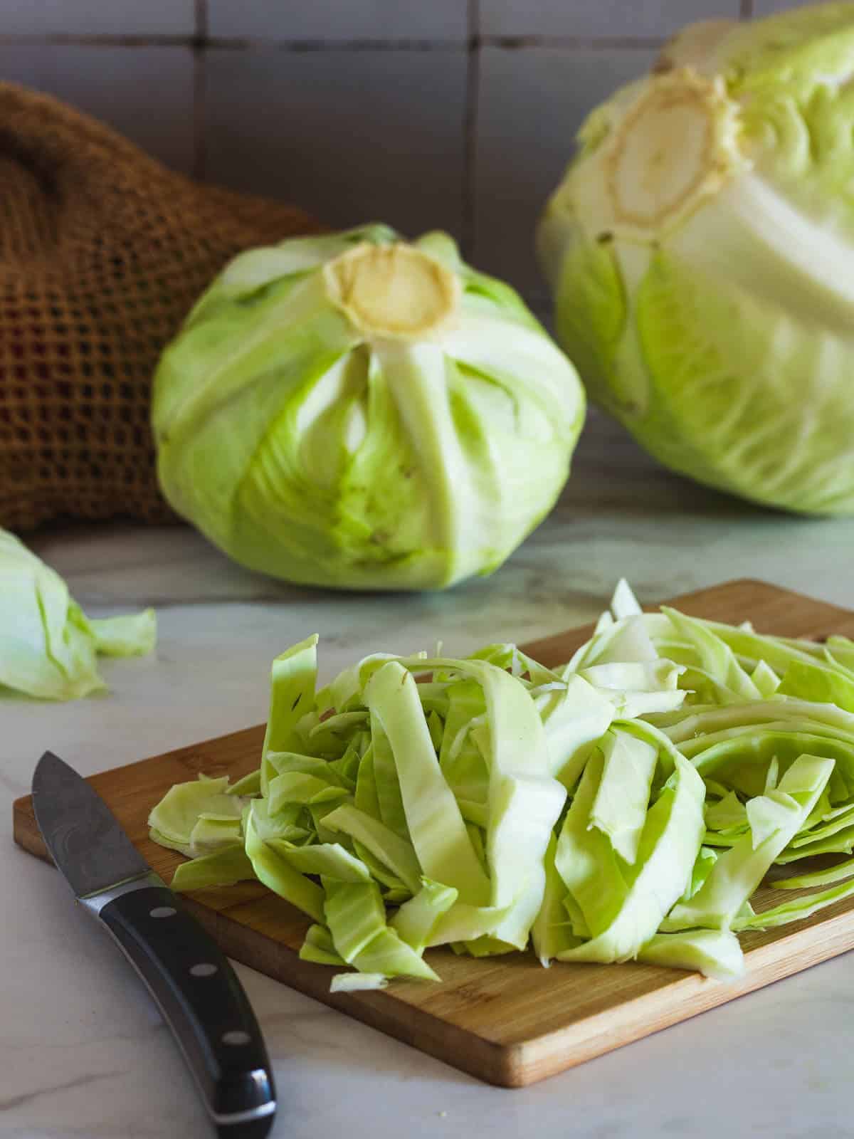 wash and coarsely chop the cabbage