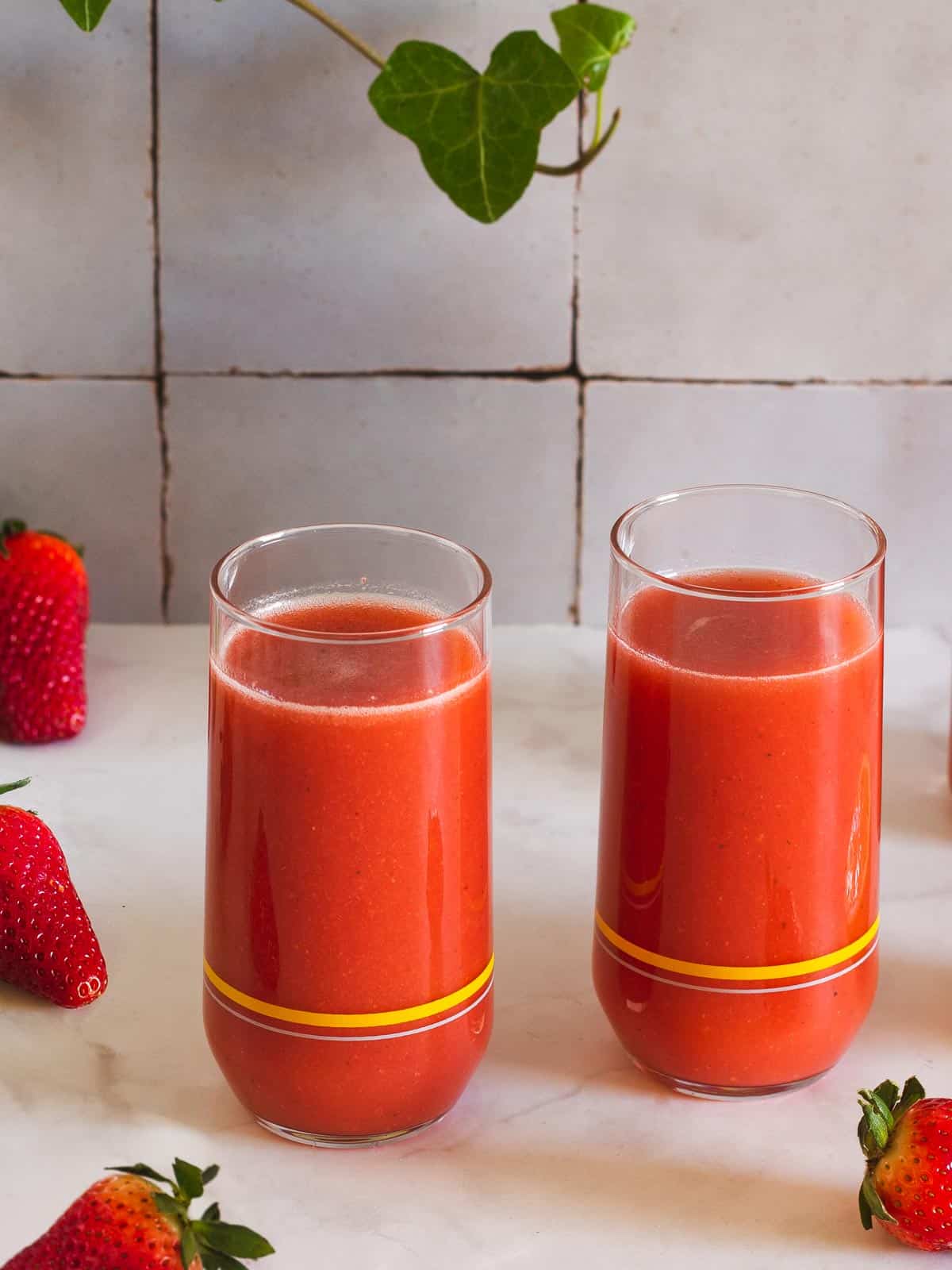 serve your fresh pure strawberry juice