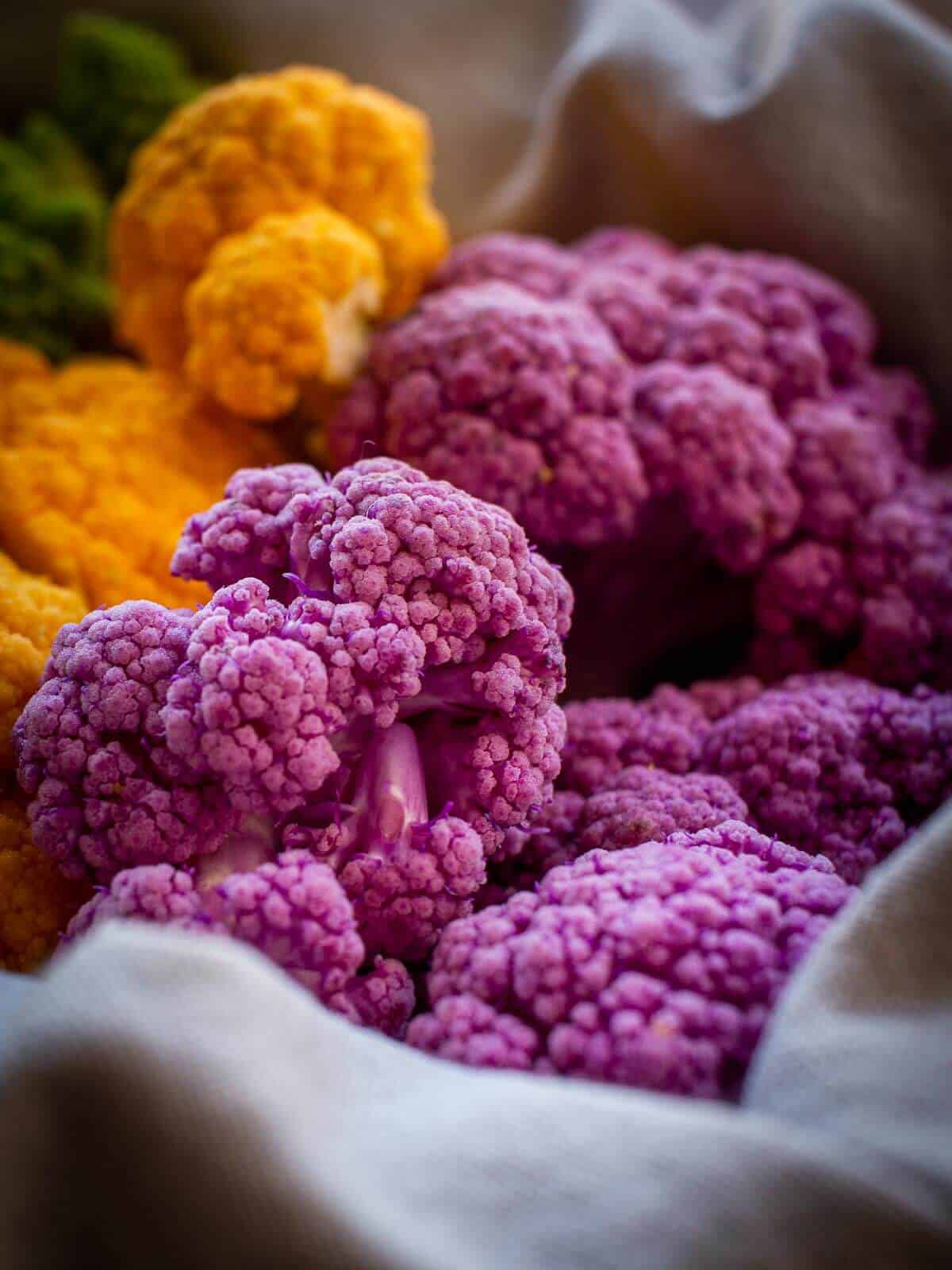 colorful broccoli and cauliflowers