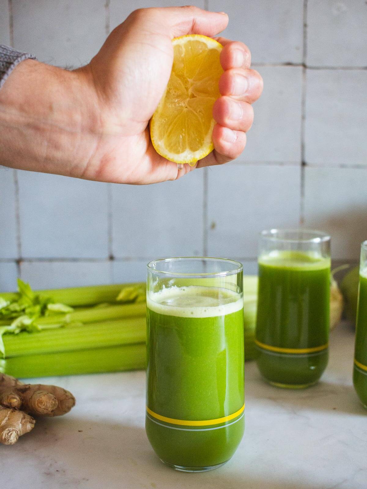 optionally add lemon to celery juice in the morning.