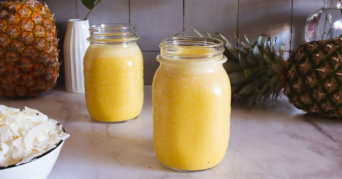 3-ingredient Pineapple Coconut Smoothie | Our Plant-Based World