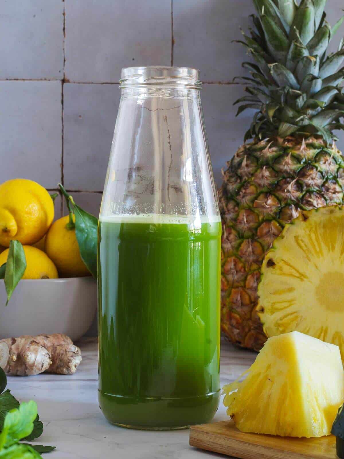 pineapple cucumber ginger lemon juice bottle.