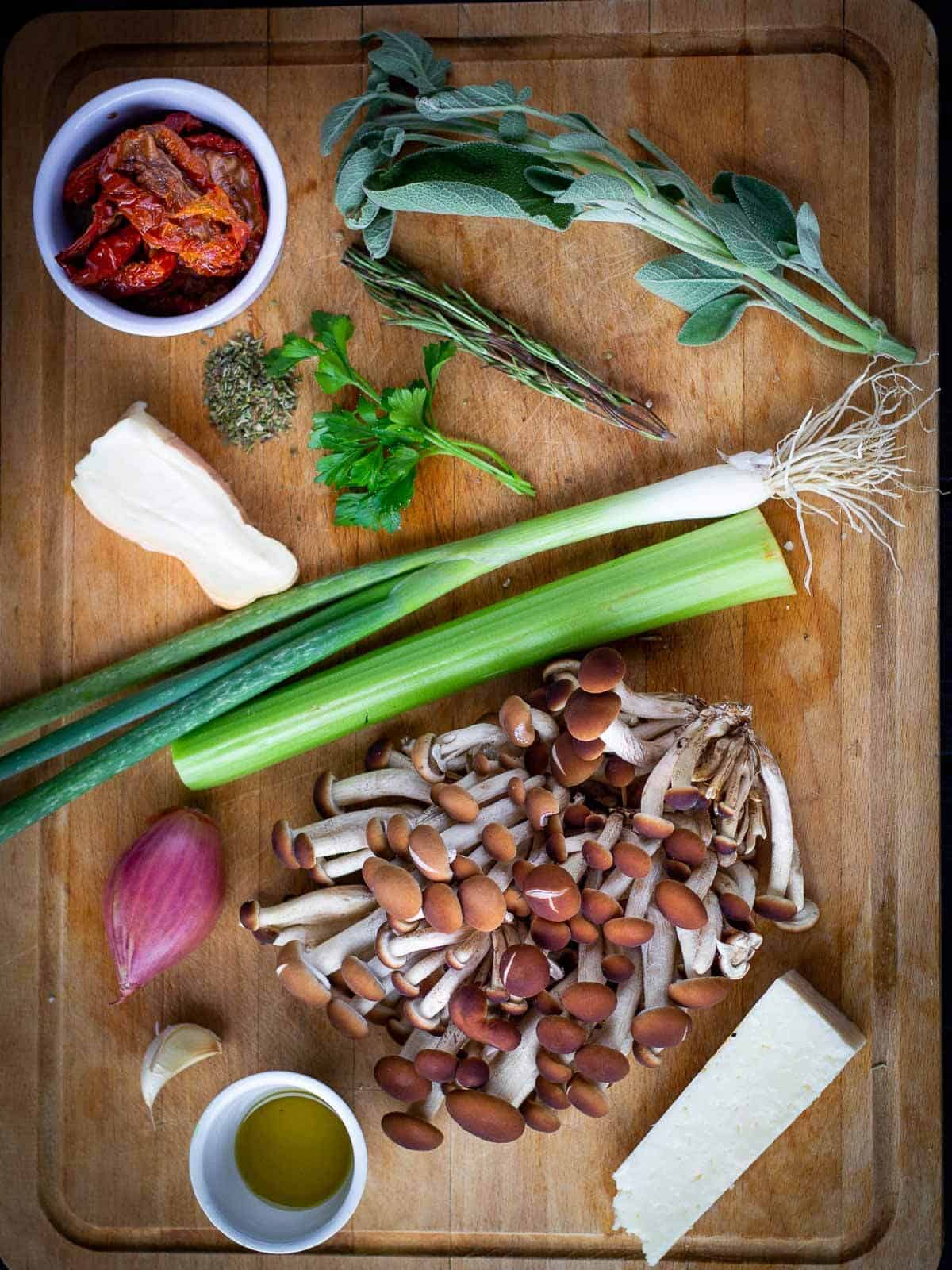 Herbs Stuffed Mushrooms ingredients.