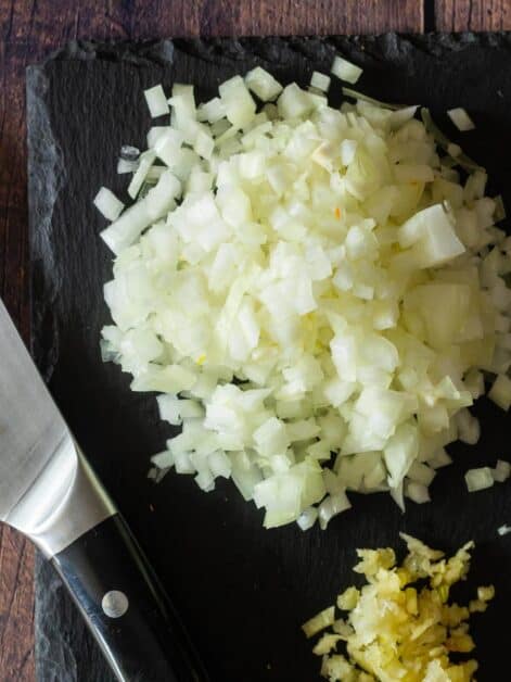 finely chopped onion and minced garlic