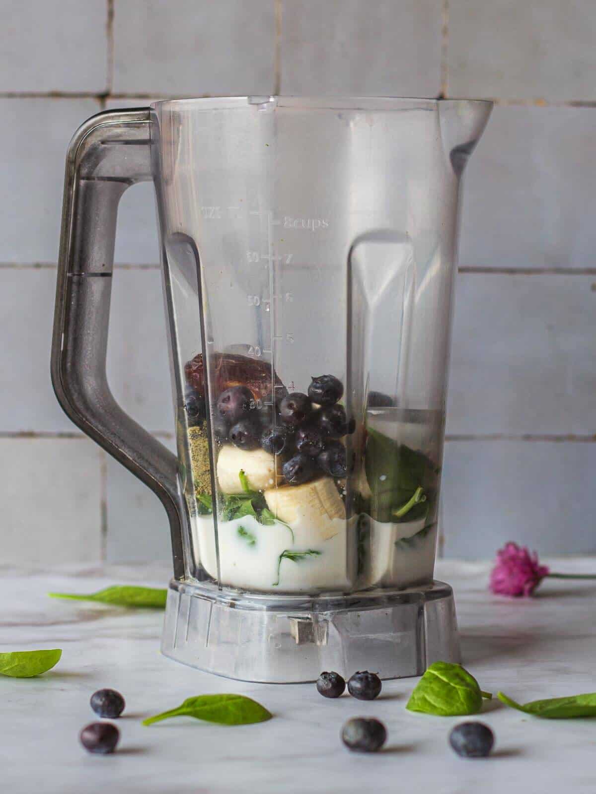add plant milk before the rest of the smoothie ingredients to the blender's jar