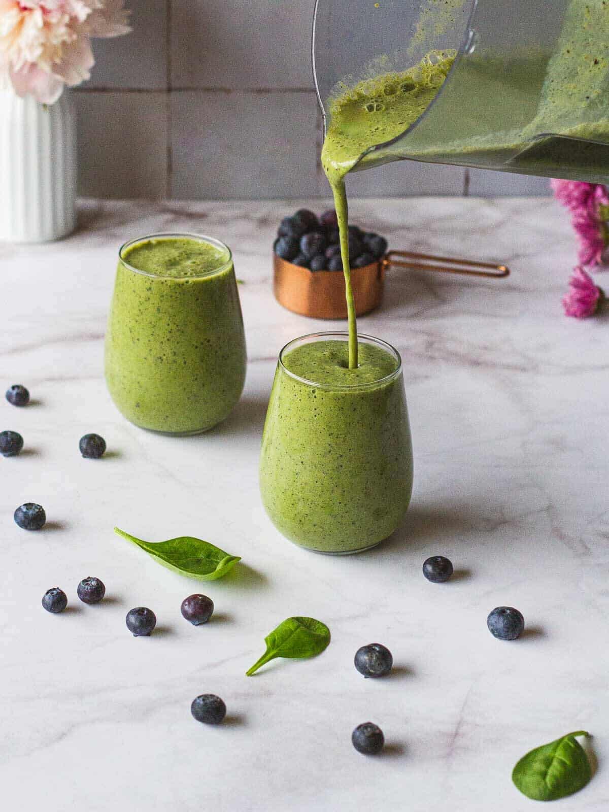 serving Spinach Blueberry Banana Smoothie