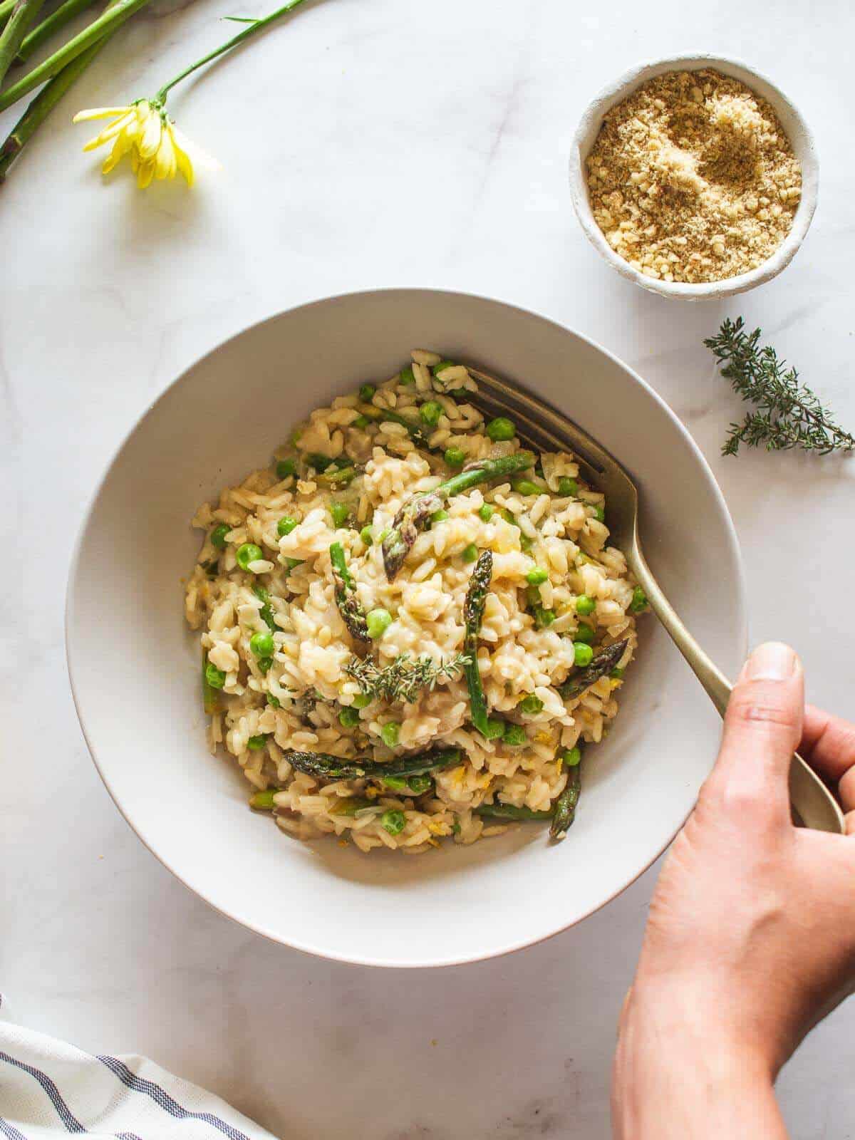 vegan asparagus risotto