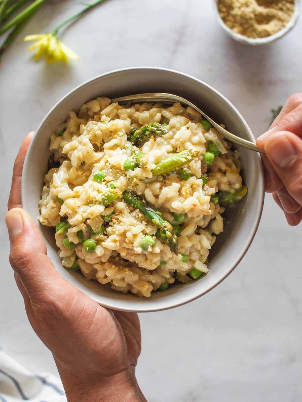 vegan asparagus risotto