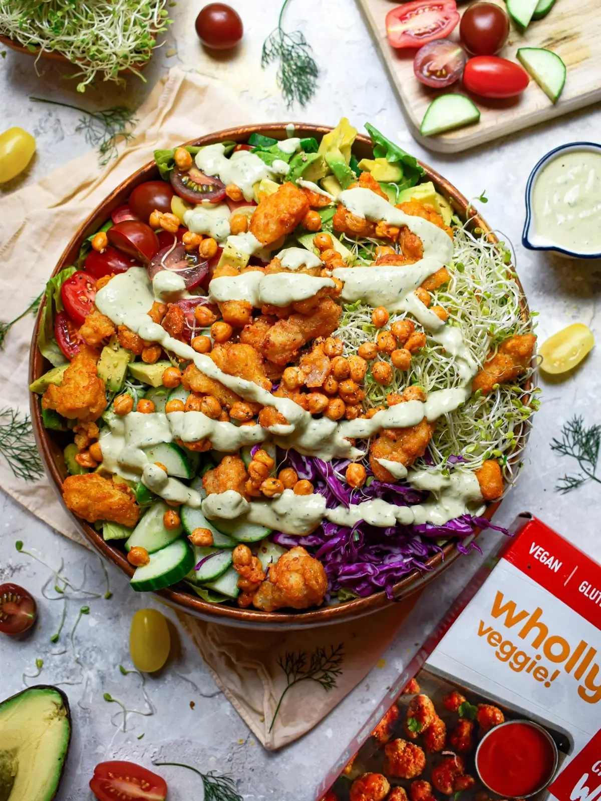 buffalo cauliflower sprouts salad