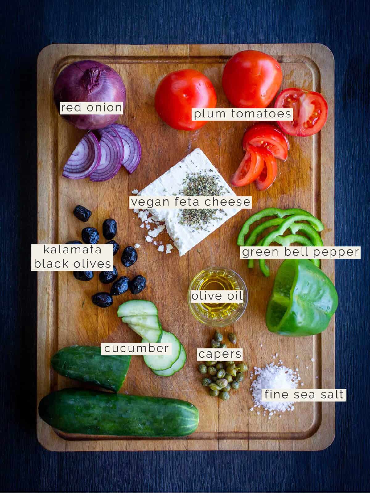 vegan greek salad ingredients.