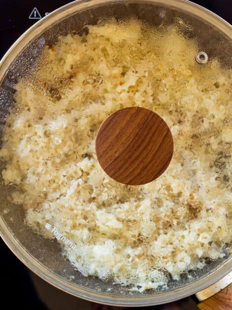 steaming Cauliflower Rice