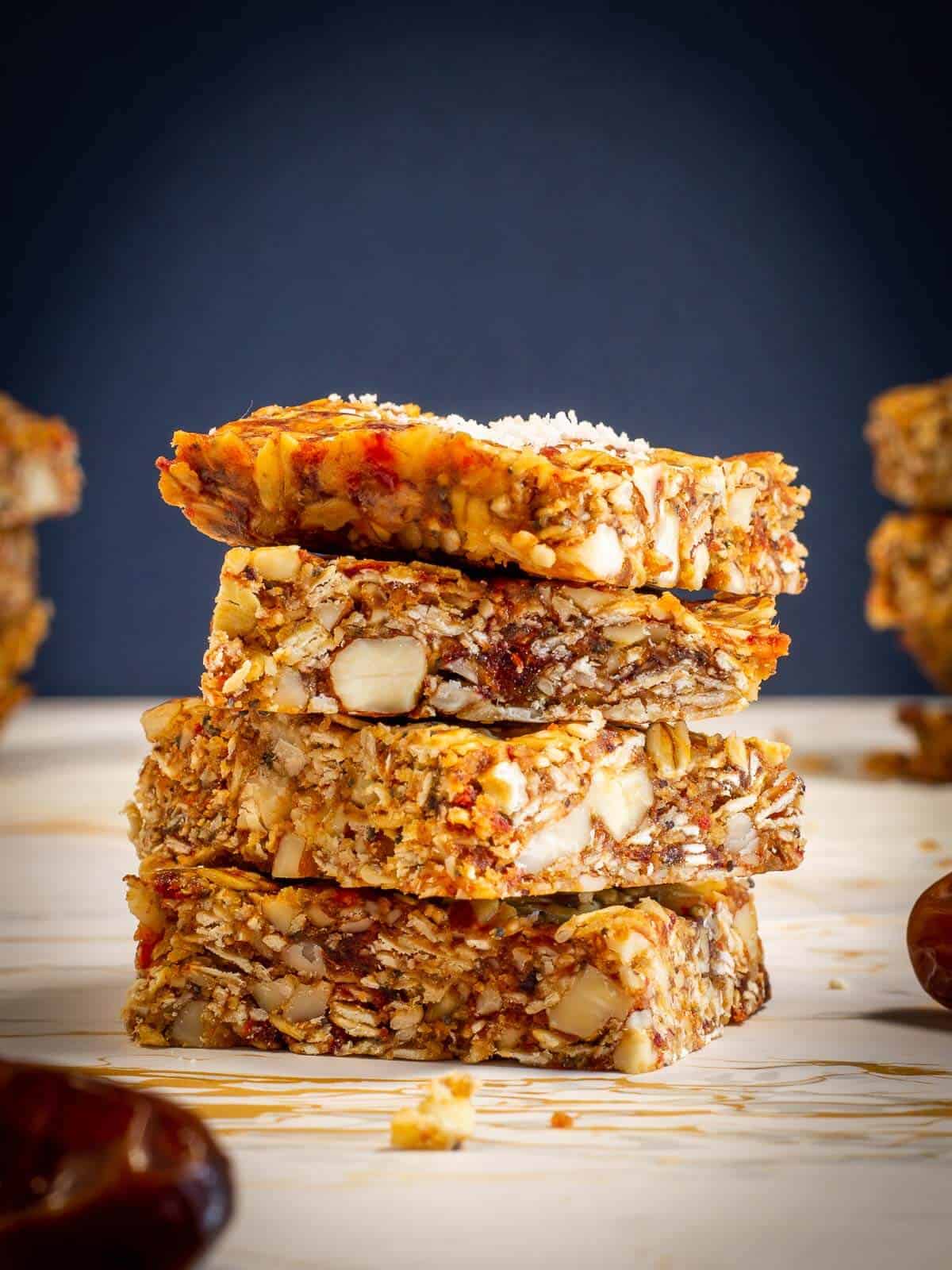 piled date granola bars.