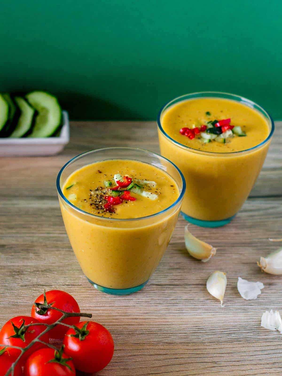 Garnished Gazpacho in glass