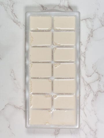 almond milk in ice cube tray