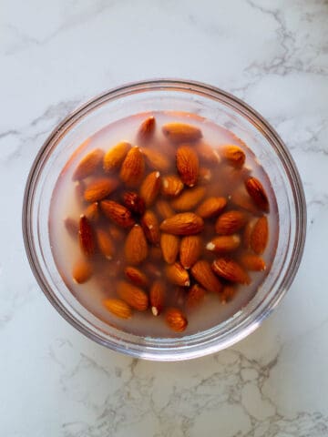 Soaking Almonds in water.