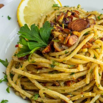 lemony pasta served.