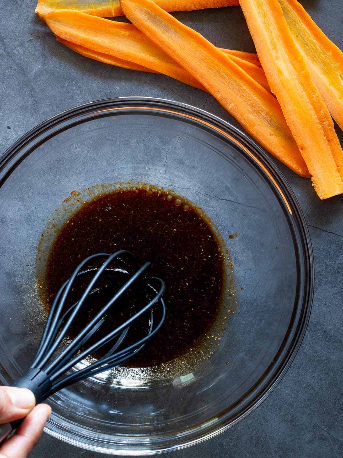 stirring the marinade