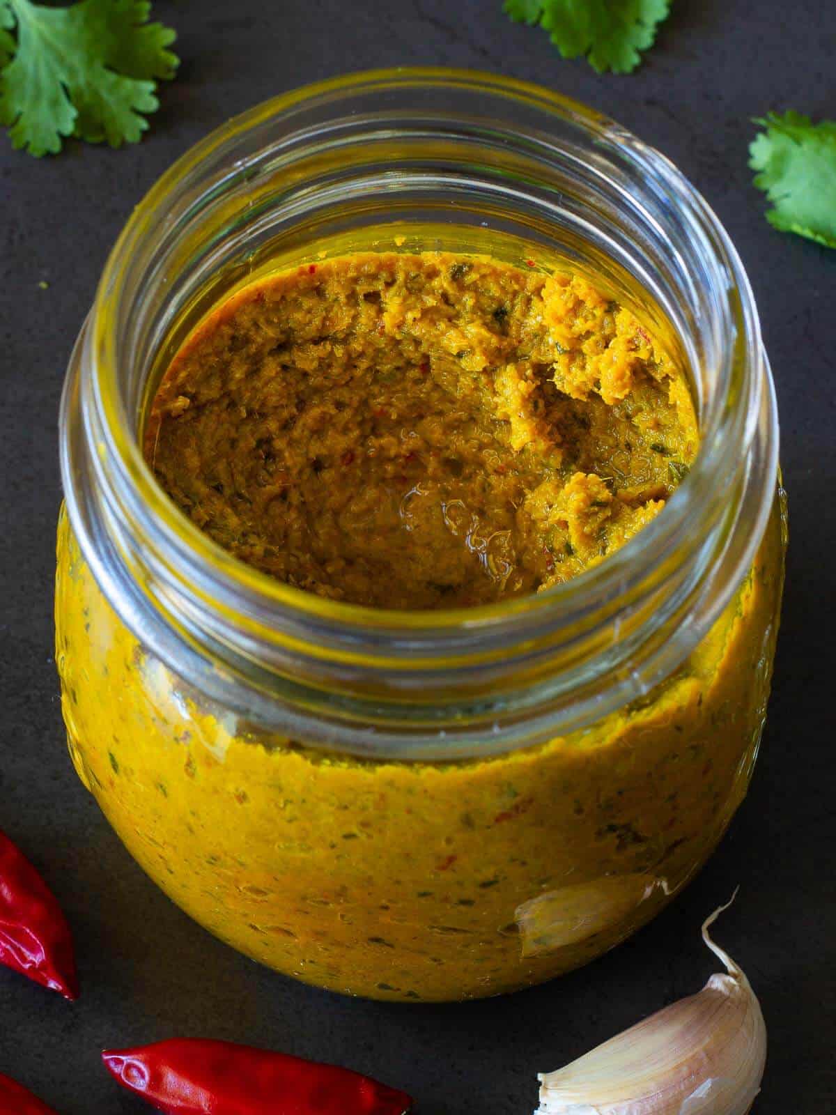 Thai Yellow Curry Paste in a jar.