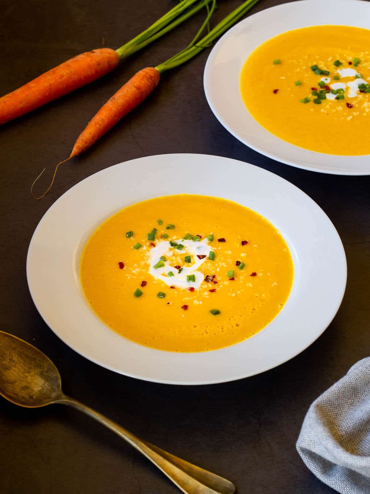 Carrot and Ginger Soup served