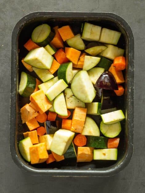 Diced Vegetables for Curry in Pan