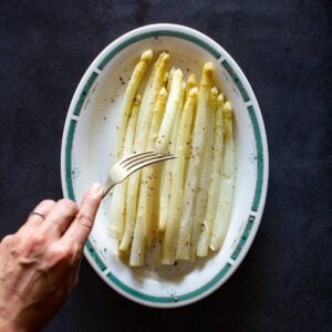 white asparagus served