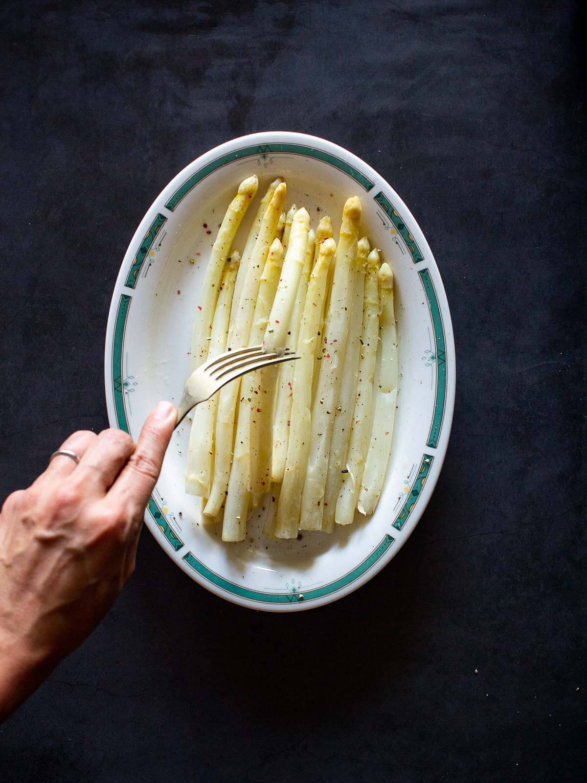 white asparagus served