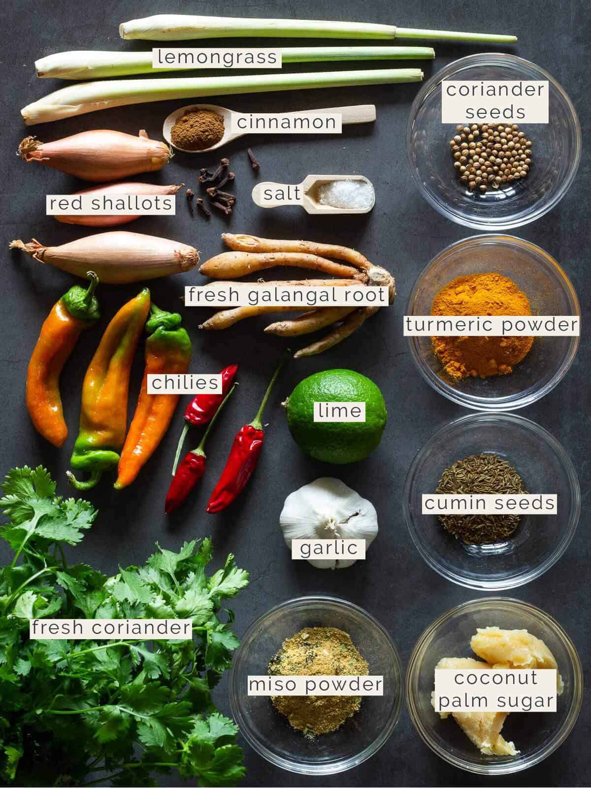 Thai Yellow Curry Ingredients.