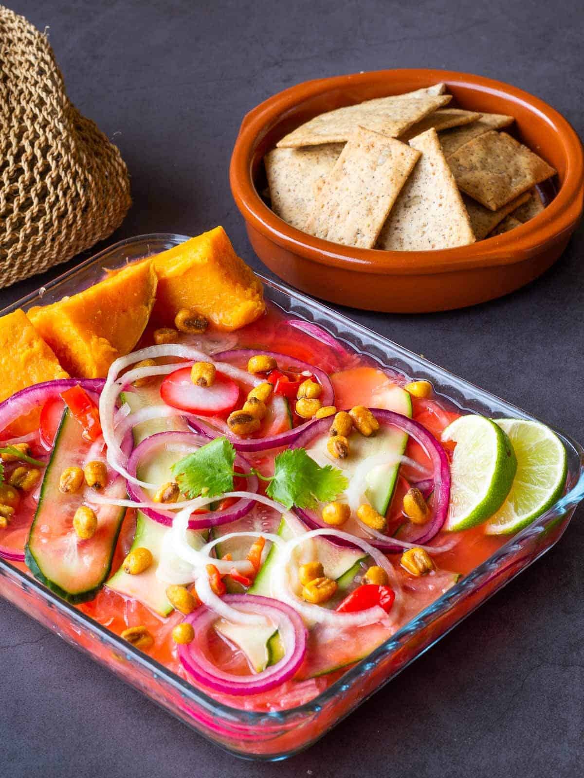 Vegan Ceviche with Crackers