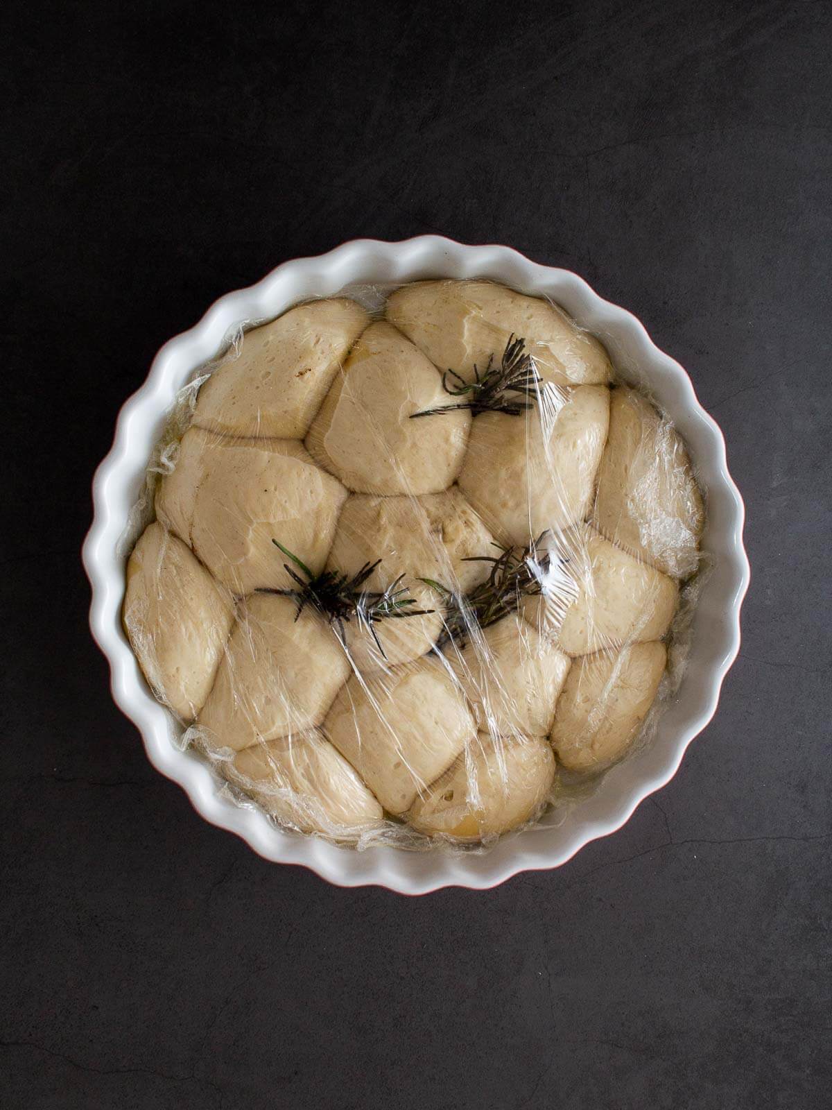 proofed bread buns.