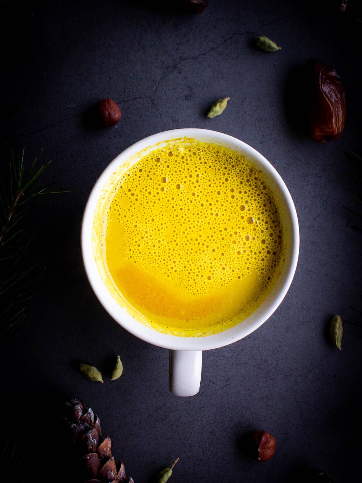 Vegan Golden Milk served in a mug.