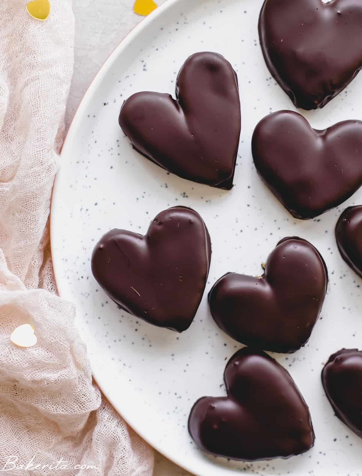 Chocolate and peanut butter hearts.