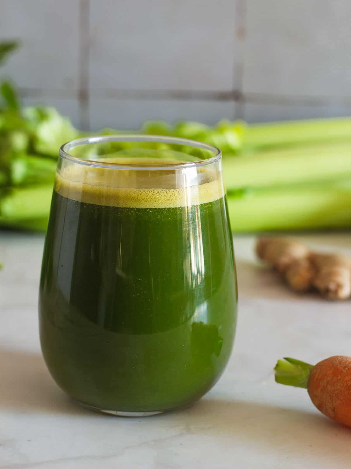 green vegetable juice for diabetics in a glass.