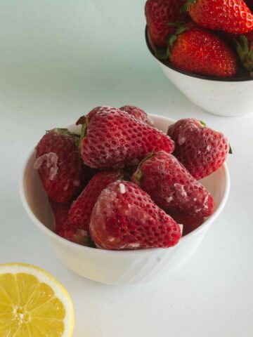 frozen strawberries with frozen lemon juice