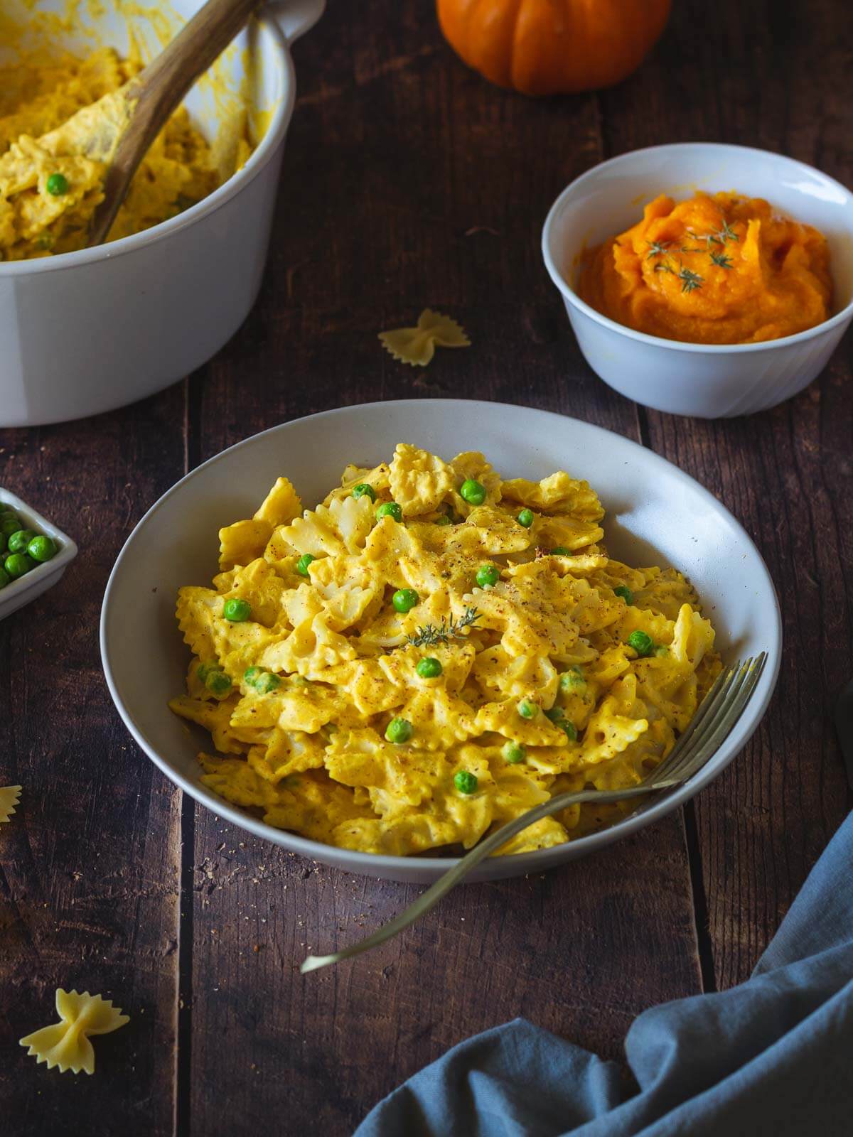 roasted butternut squash pasta served.