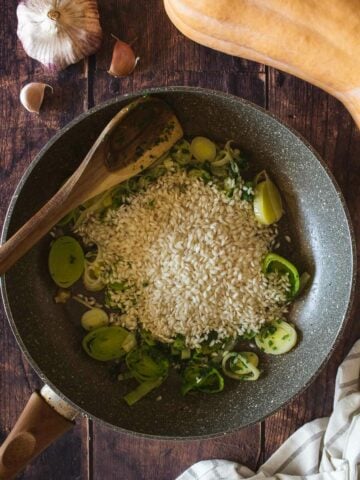 add and toast the arborio rice.