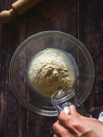 add water to the semolina and salt