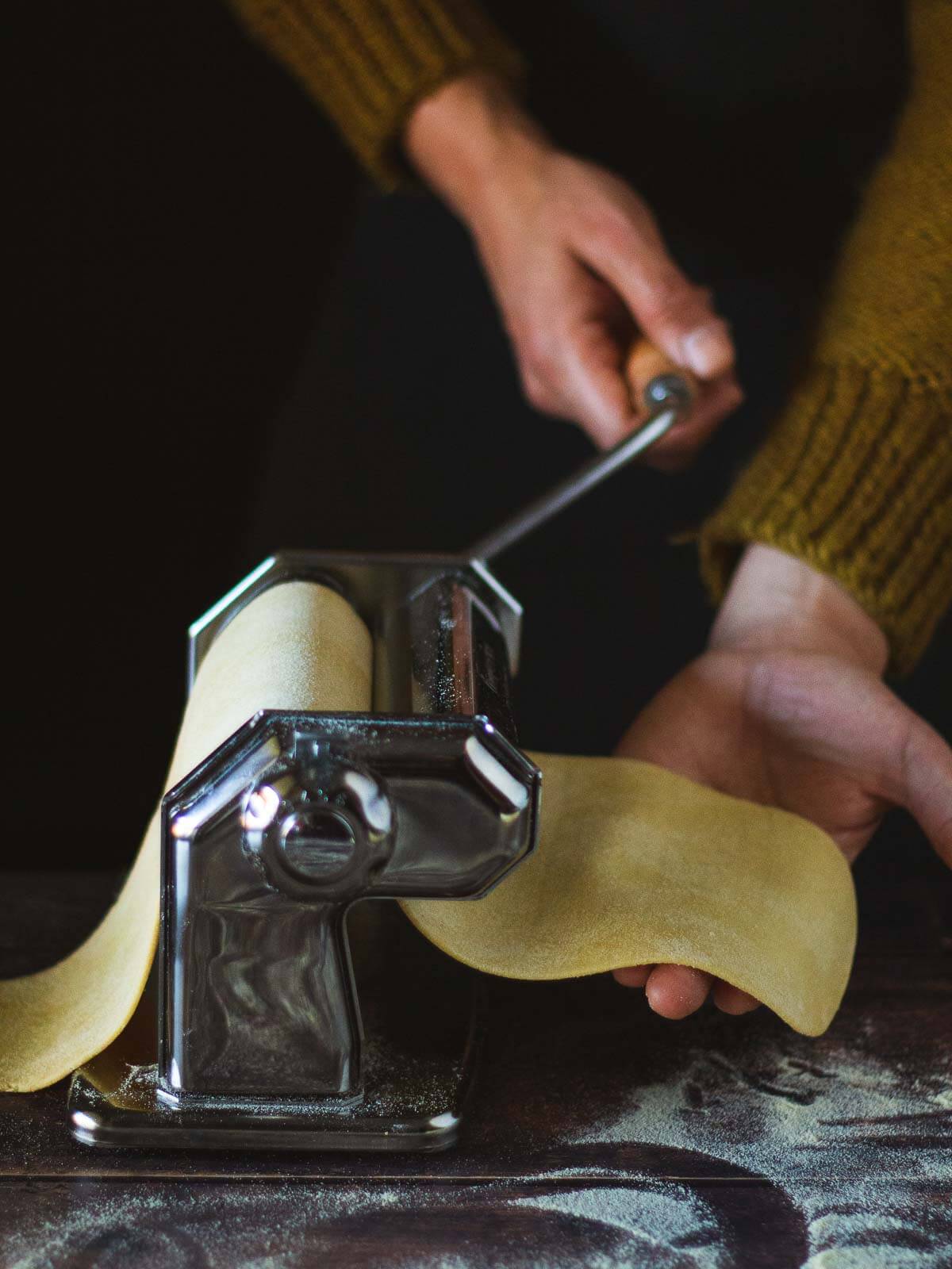 pass the dough through the pasta maker