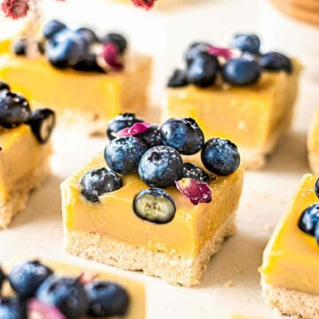 blueberry and lemon sliced into small squares