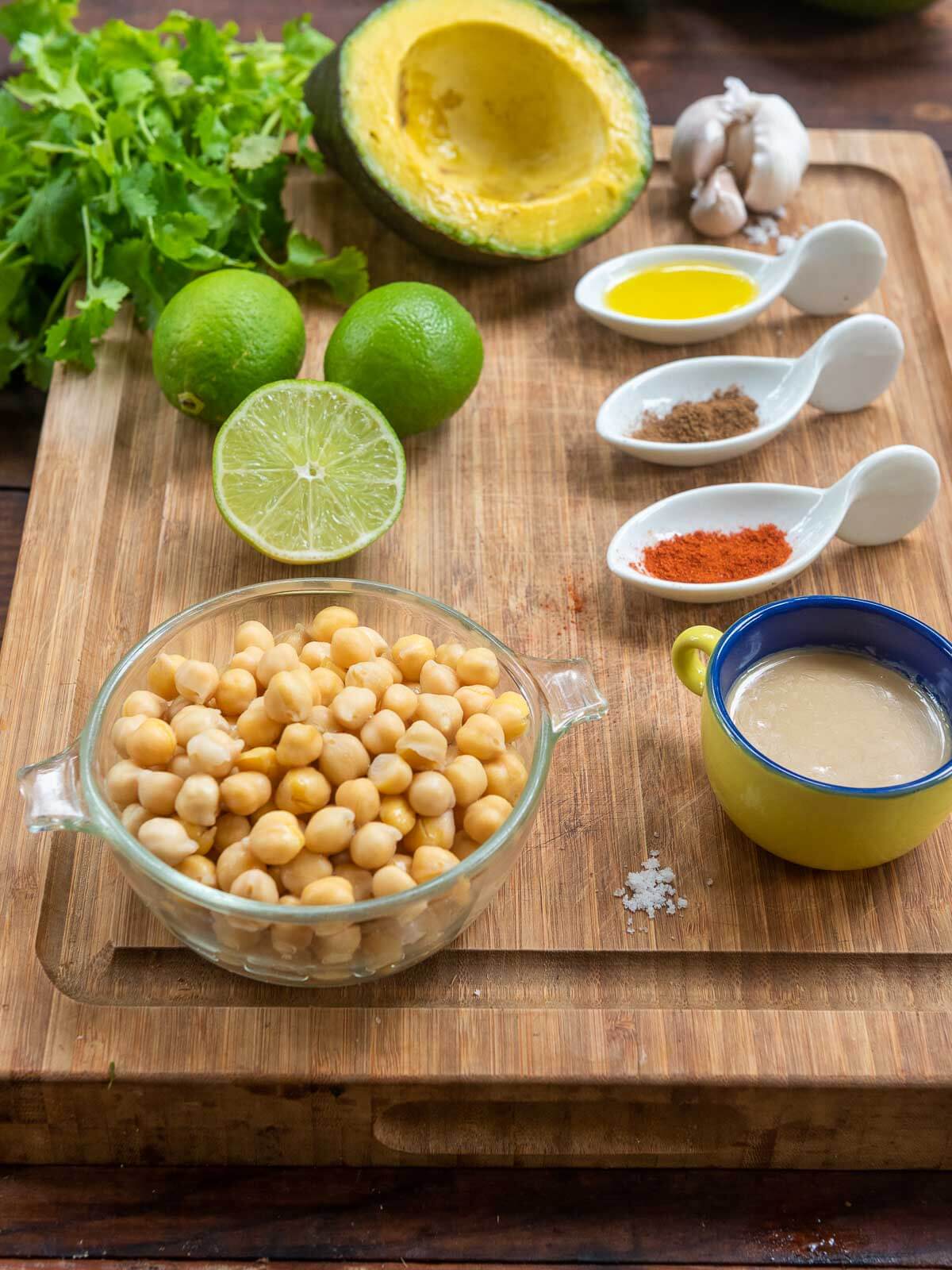 measured ingredients in a chopping board