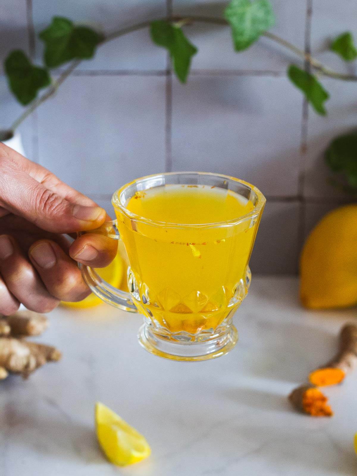 a cup of the lemon-ginger infusion