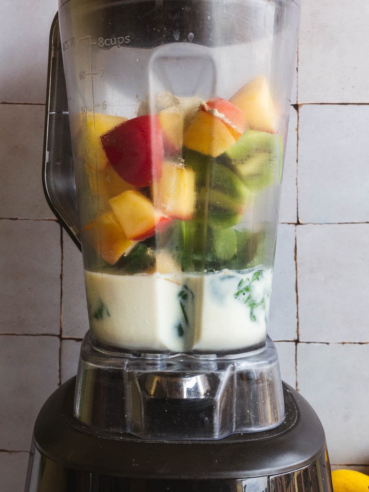 add plant-milk into the blender