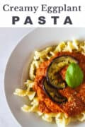 creamy eggplant pasta with tomato ricotta sauce pin 2.